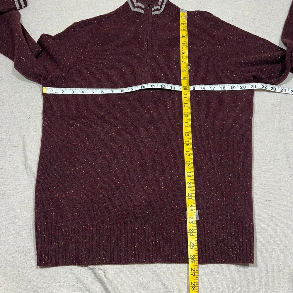 Brooks Brothers Men's Burgundy Speckled Half Zip‎ Sweater Medium Lambswool Blend